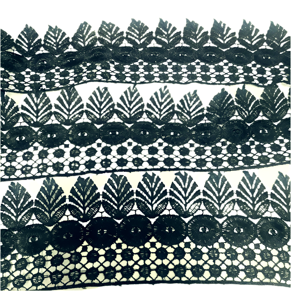 7m Leaf Pattern Black Wide Lace