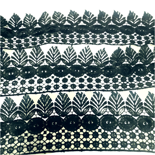 7m Leaf Pattern Black Wide Lace