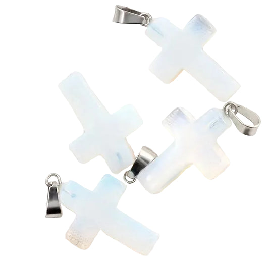 1pc Opalite Gemstone Cross Pendant with Bail