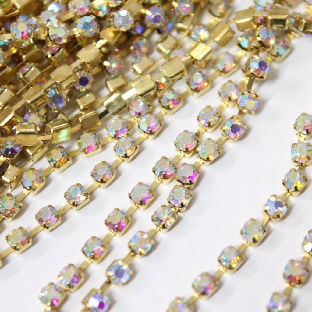 Crystal AB Preciosa Rhinestone Chain ss8