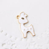 4pc Cute White Enamel Deer Charms