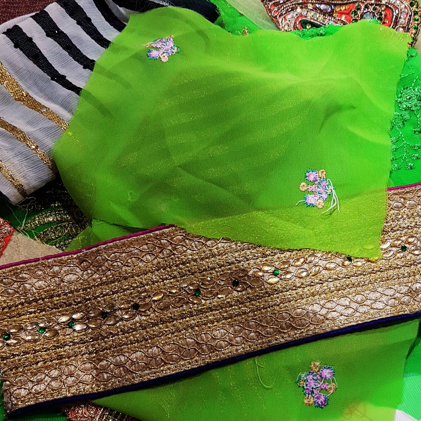 ONLY 3 LEFT!! Sari Trims and Fabric Scraps Bundle