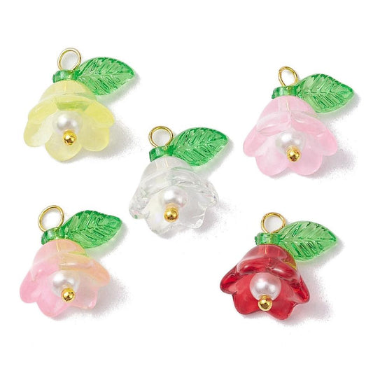 LAST 1! 10pc Glass Pearl Lily Charms