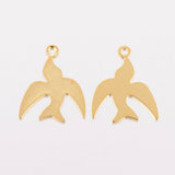 10pc Stainless Steel Gold Swallow Charms