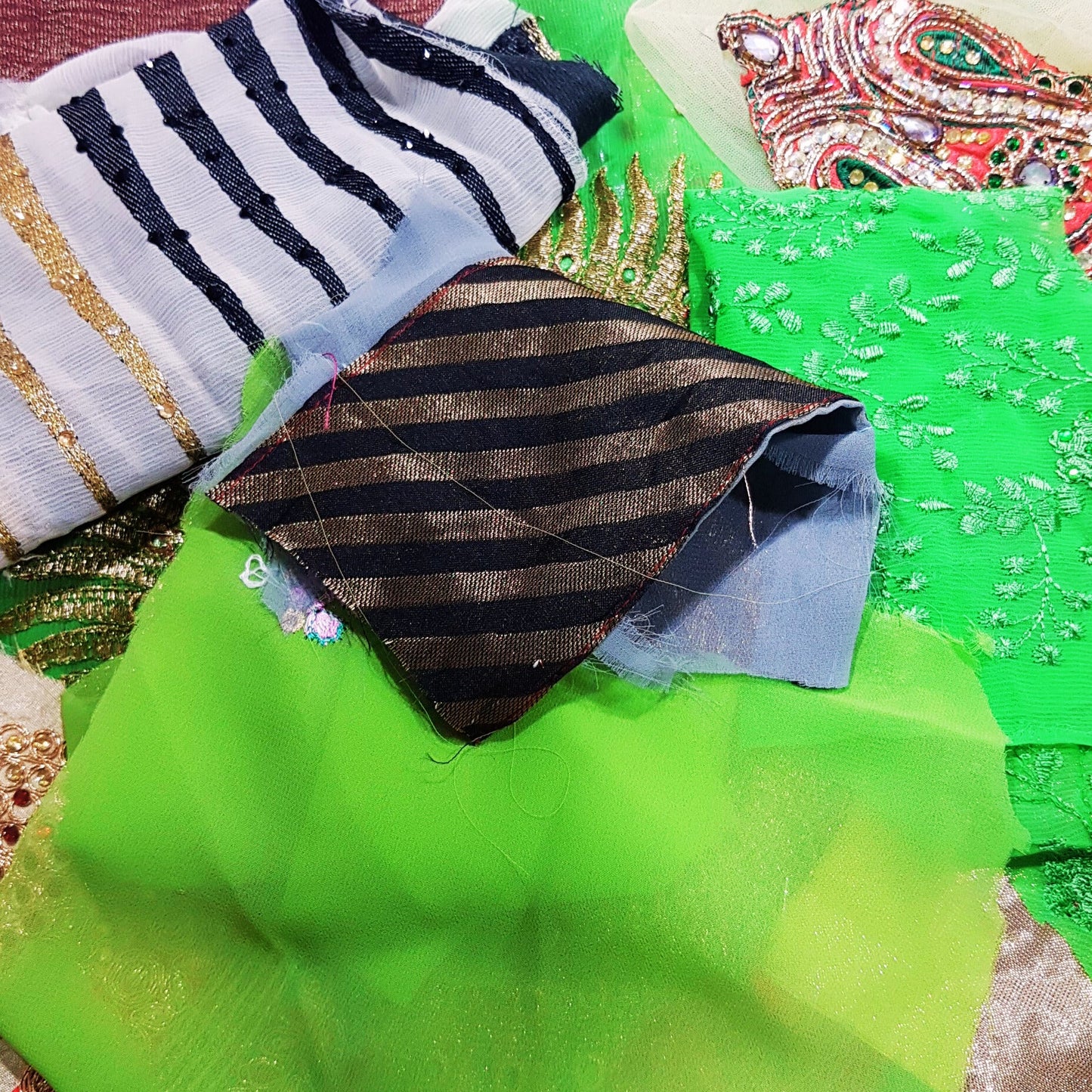 ONLY 3 LEFT!! Sari Trims and Fabric Scraps Bundle