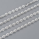 1M Silver Flat Oval Cable Chain