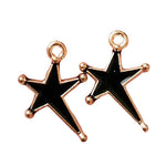 4pc Gold Black Enamel Shooting Star Charms