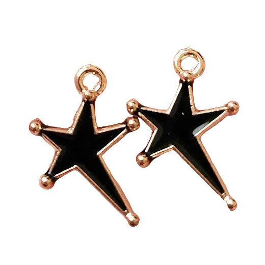 4pc Gold Black Enamel Shooting Star Charms