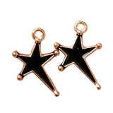 4pc Gold Black Enamel Shooting Star Charms