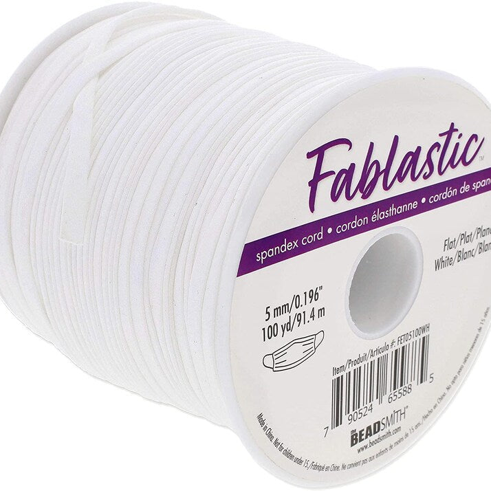 10M White Fablastic Spandex Stretch Cord 3mm