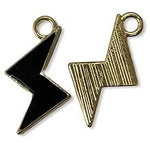 4pc Gold Black Enamel Thunderbolt Charms