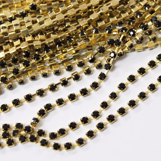 Jet Black Preciosa Rhinestone Chain ss8