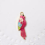 4pc Pink Enamel Parrot Bird Charms
