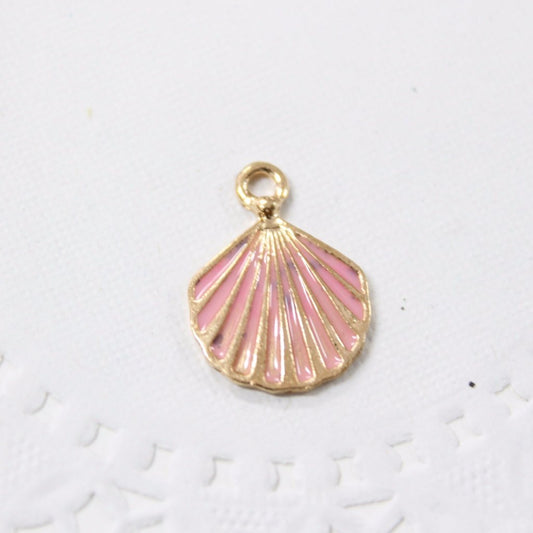 4pc Pink Enamel Shell Charms