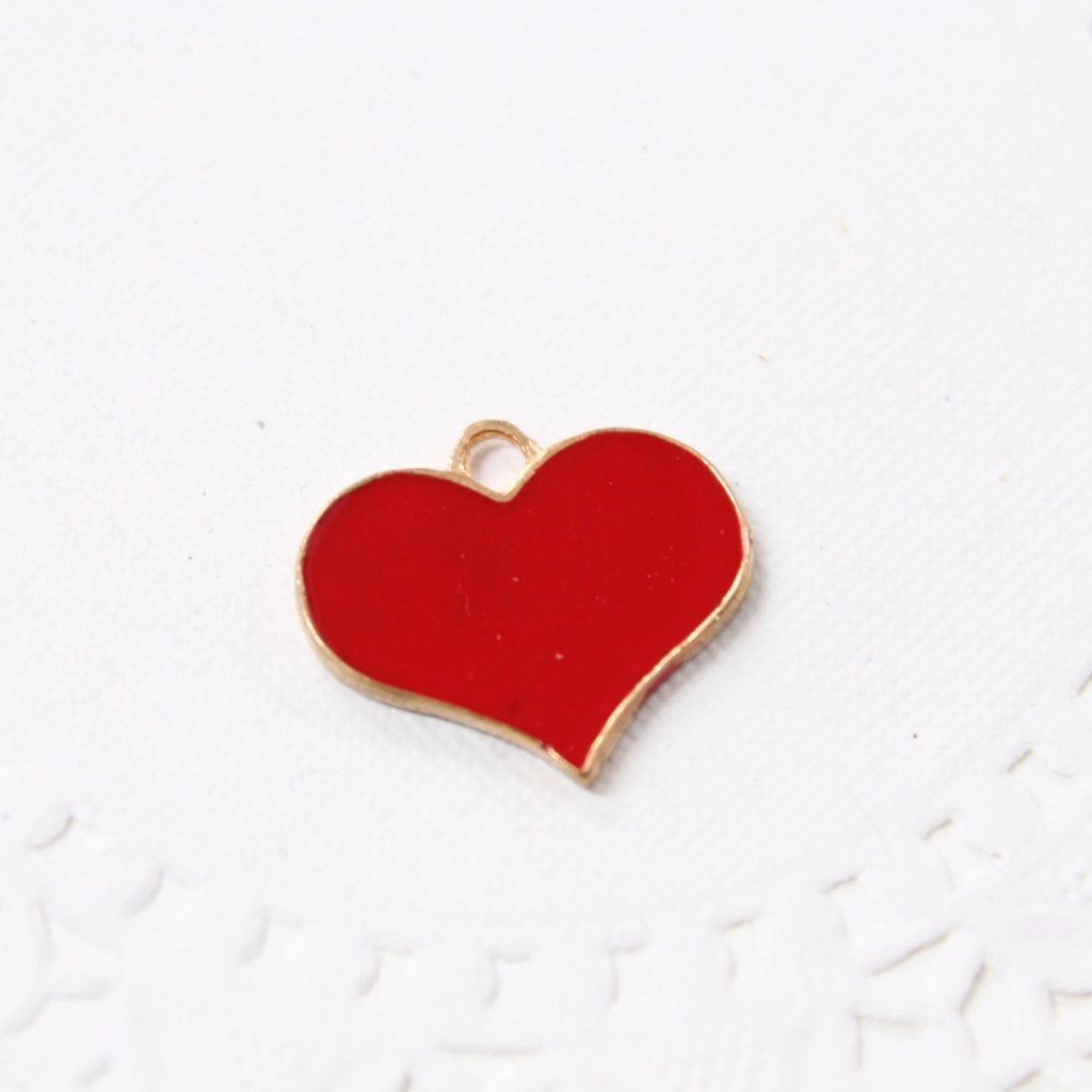 4pc Red Enamel Heart Charms