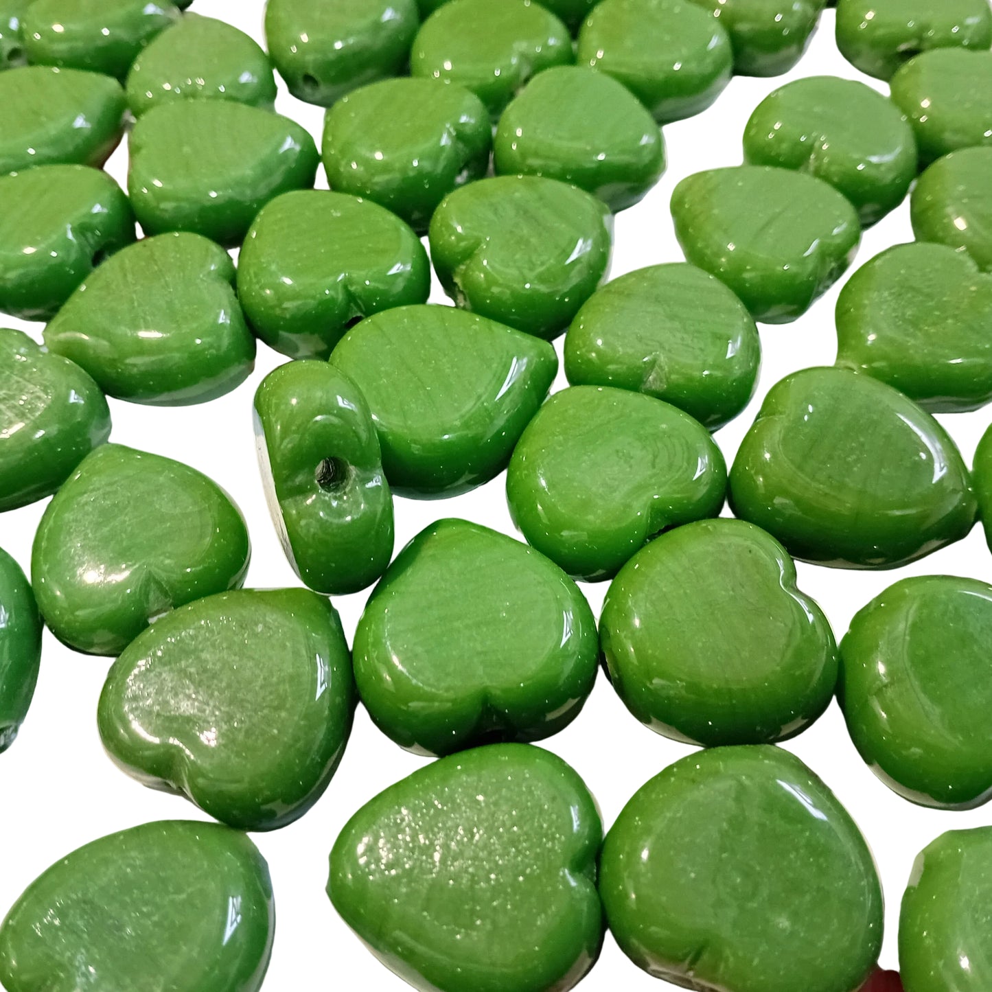 1pc 26mm Green Glass Heart Bead