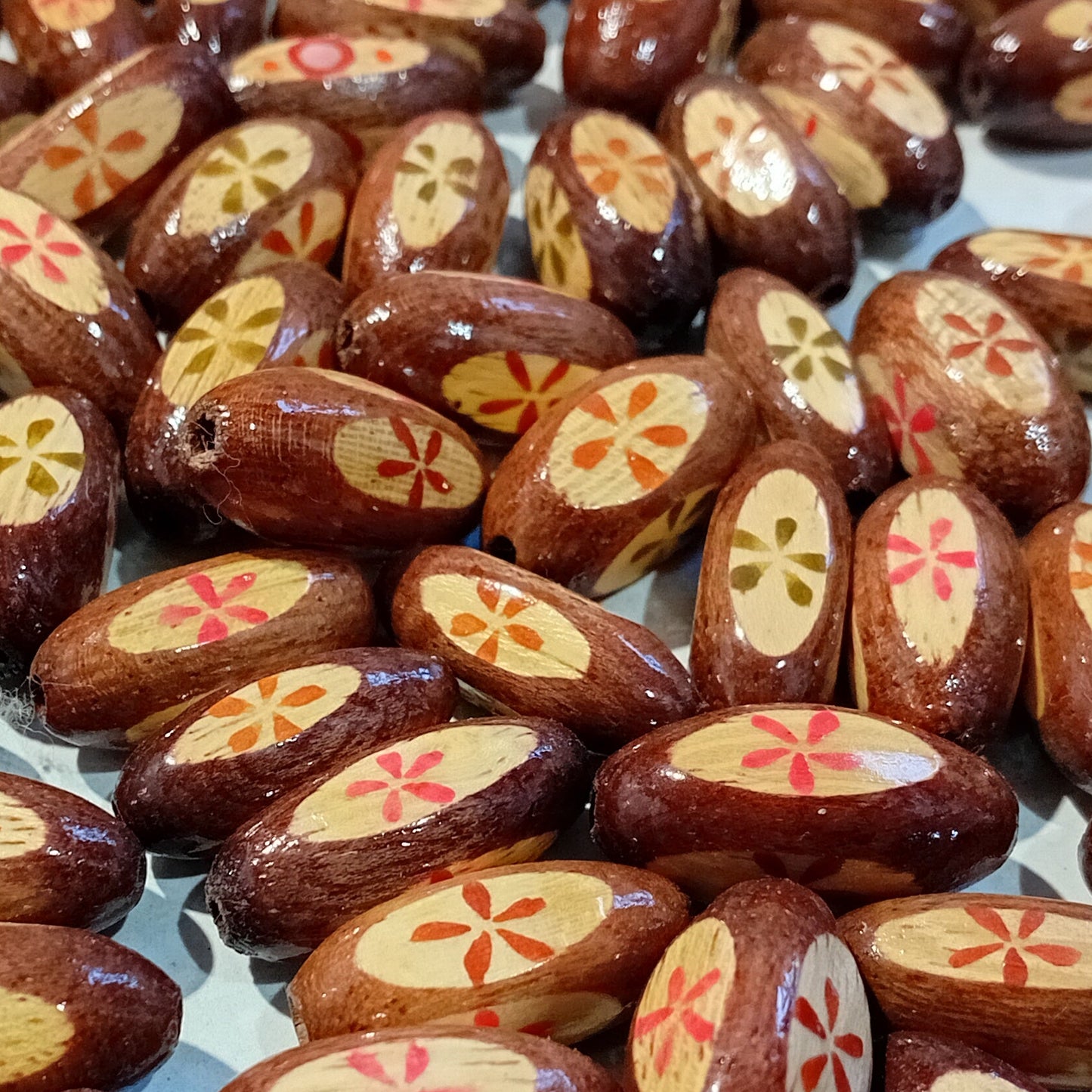 12pc Dark Brown Rustic Wooden Oval Beads