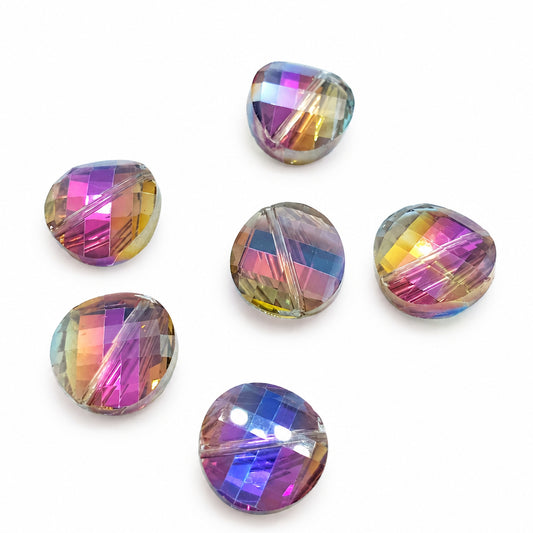 6pc Crystal Glass Curved AB Coin Beads
