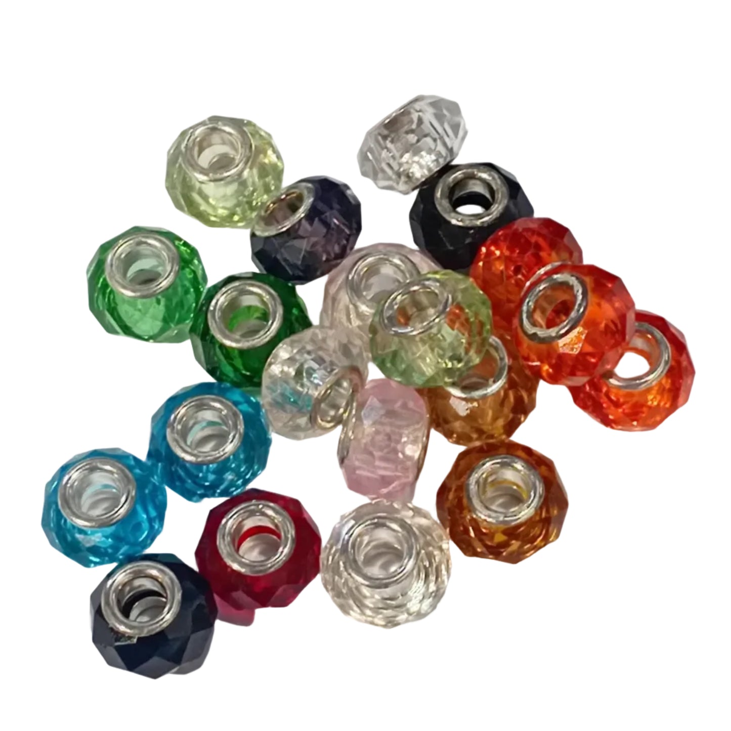 20pc Mixed Faceted Rondelle European Bead Pack