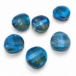 6pc Blue/Grey Crystal Glass Curved AB Coin Beads