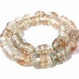 30pc Large Clear & Stripey Gold Lampwork Beads String