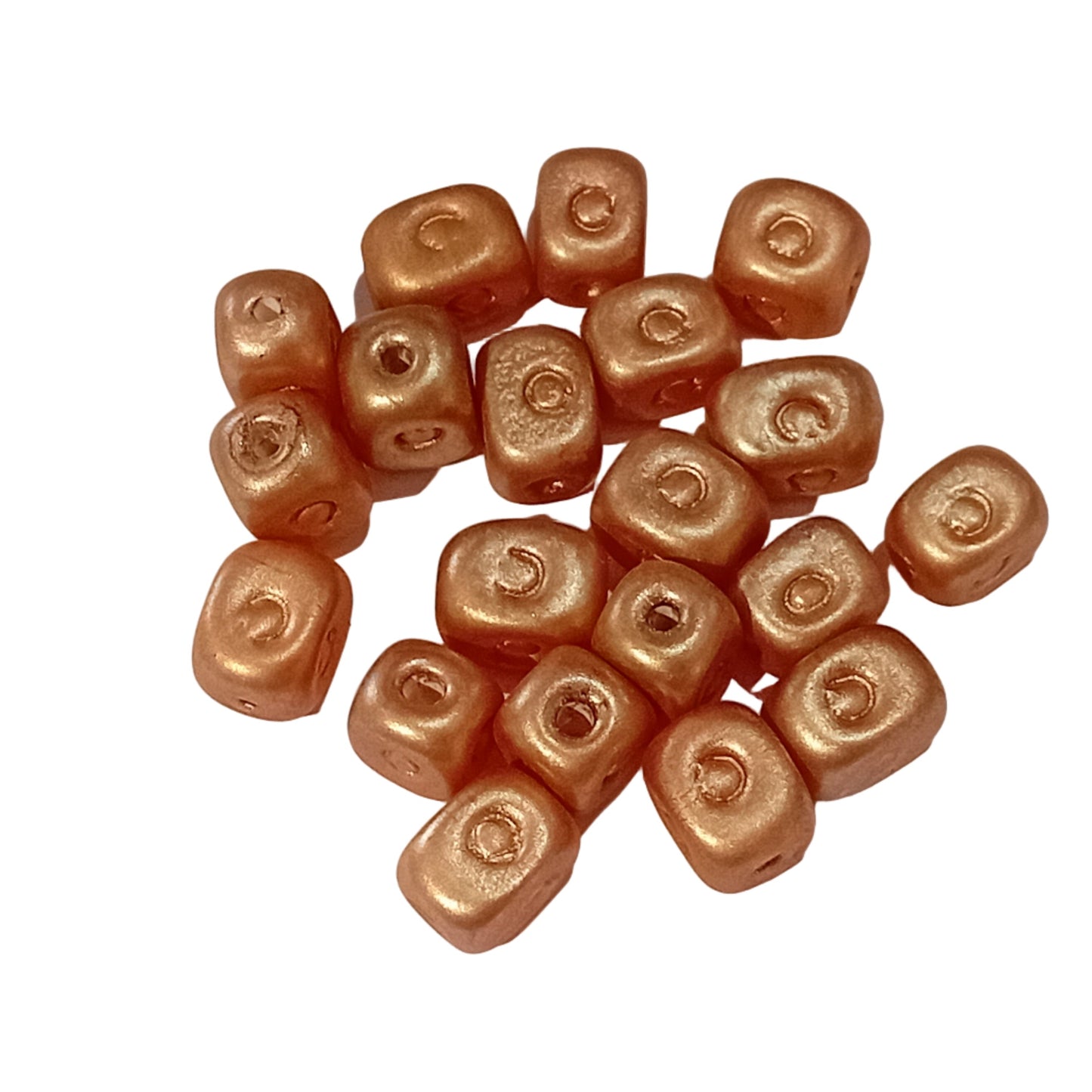20pc Metallic Bronze Square Glass Beads