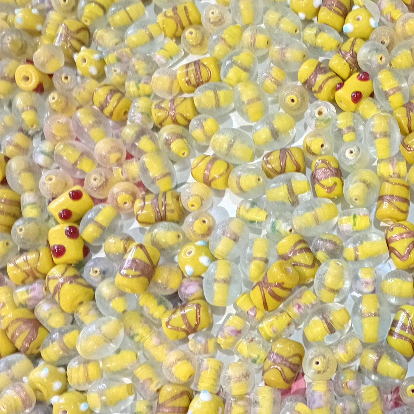 100g Mixed Yellow Lampwork Beads