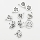 10pc Silver Lotus Pendant Pack
