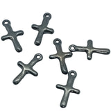 6pc Gunmetal Black Cross Charms