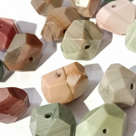 6pc Natural Faceted Gemstone Beads