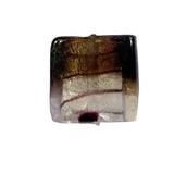 1pc 25mm Clear, Black & Silver Lampwork Bead