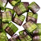 1pc 25mm Black, Green & Purple Sq. Lampwork Bead