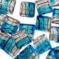 1pc 25mm Blue, Silver & Black Sq. Lampwork Bead