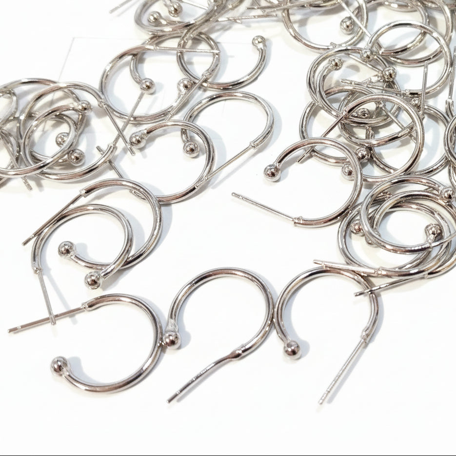 20pc Stainless Steel Hoop Earrings With Ball End