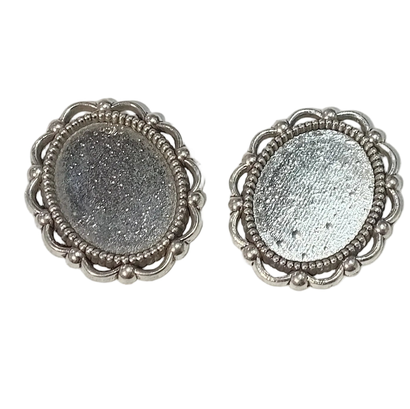 2pc Silver Oval Cabochons