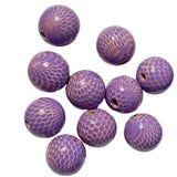 10pc 20mm Purple Wooden Round Snakeskin Beads