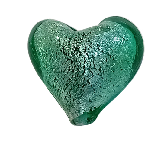 1pc 26mm Green/Blue & Silver Heart Bead