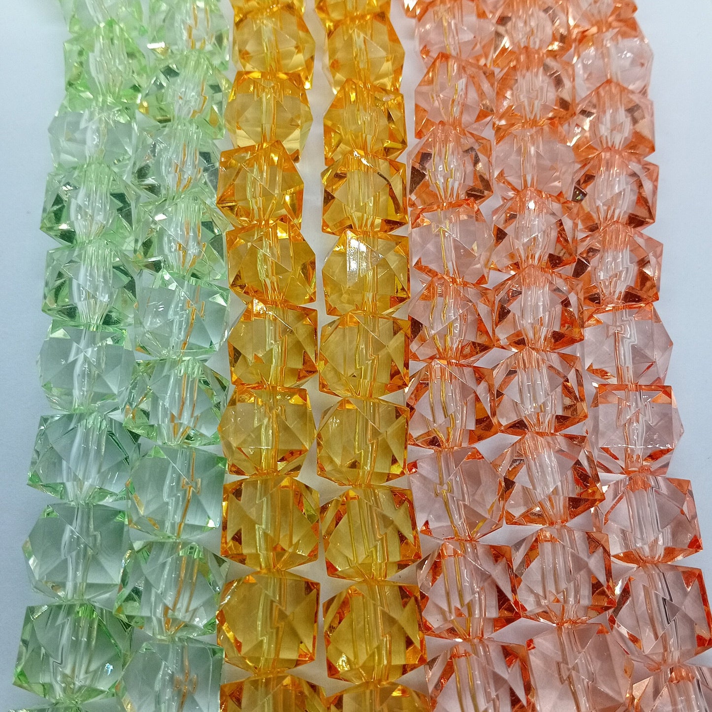 SALE! 7x Strings Of 12mm Cubed Faceted Beads