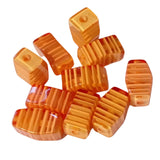 10pc 28mm Stripey Orange Resin Cube Beads
