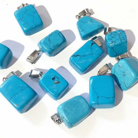 Blue Howlite Nugget Pendant with Bail