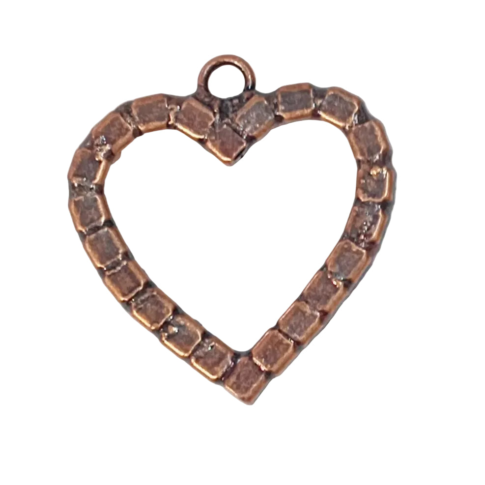 Copper Heart Pendant With Rhinestones