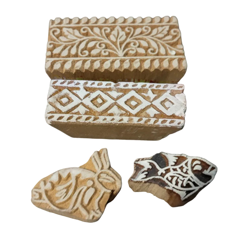 SALE! Set Of 4 Indian Block Stamps