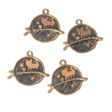 4pc Gold Grey Cat Enamel Charm Pendants