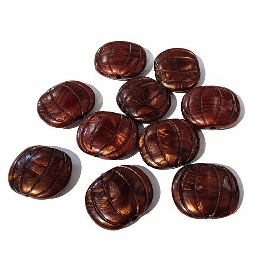 10pc 30mm Two Tone Brown Pumpkin Acrylic Beads