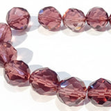 12mm Dark Purple Round Faceted Glass Beads