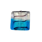 1pc 25mm Blue, Silver & Black Sq. Lampwork Bead