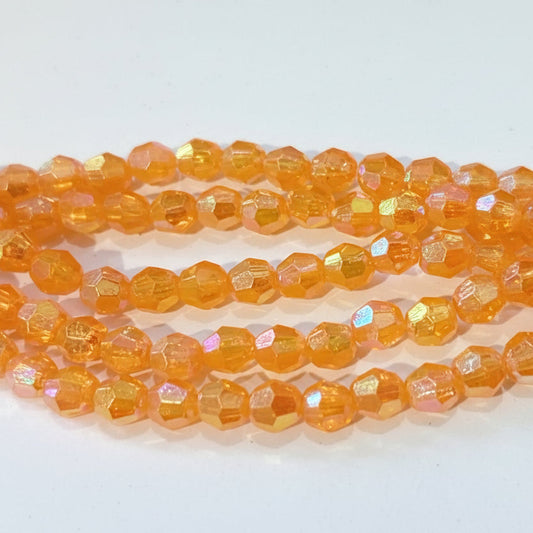 6mm Acrylic Orange AB Rainbow Beads