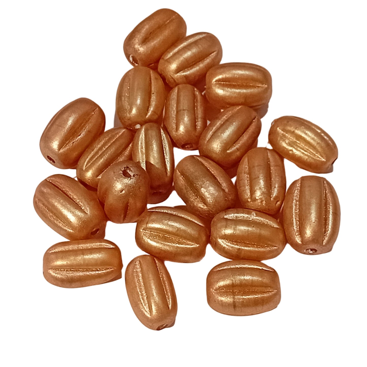 20pc Large Metallic Bronze Oval Glass Beads