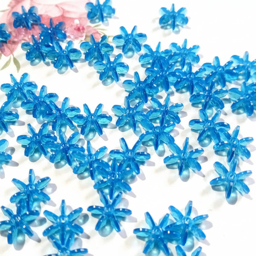 50pc Blue Acrylic Star flake Beads