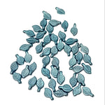 50pc 10mm Blue Metallic Acrylic Leaf Beads